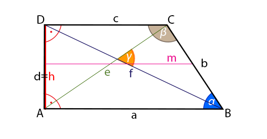 First diagonal of the rectangular trapezoid