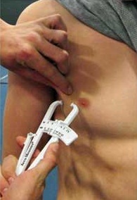 Body fat calculator - a method of measuring skin folds in 3 places - chest (pectoral)